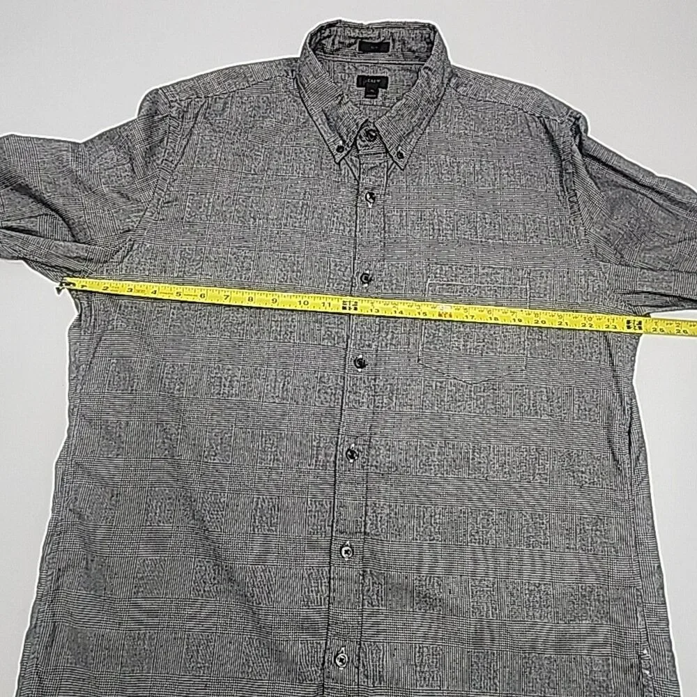 J Crew Shirt Slim Lightweight Flannel Cotton Sz XL Black White Plaid Check Men